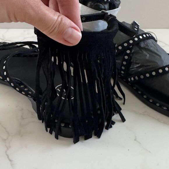 ⭕️ Ash Moon Black Studded Sandals with Edgy Design Suede 39 9 - Picture 5 of 7